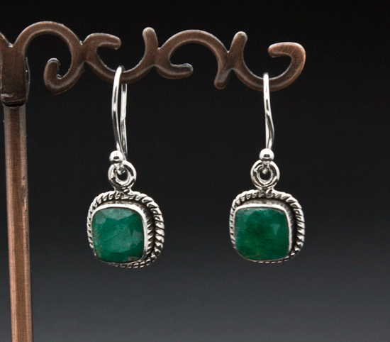 Sterling Silver Emerald Earrings