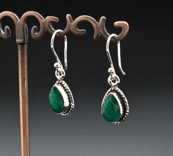 Sterling Silver Emerald Earrings