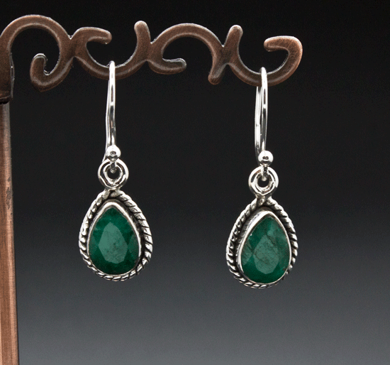 Sterling Silver Emerald Earrings