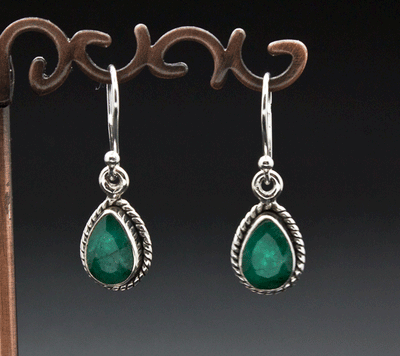 Sterling Silver Emerald Earrings