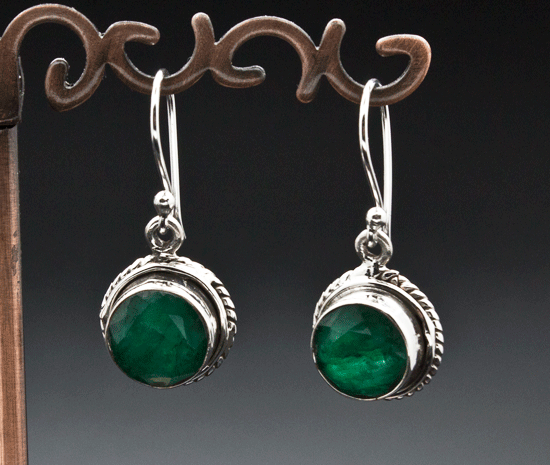 Sterling Silver Emerald Earrings