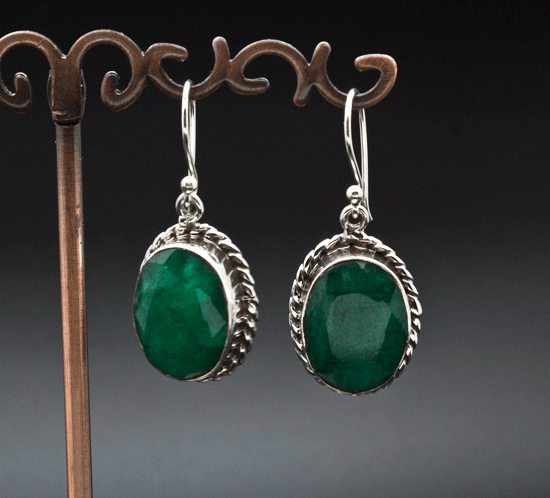 Sterling Silver Emerald Earrings