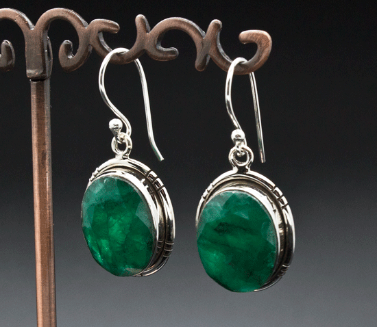 Sterling Silver Emerald Earrings