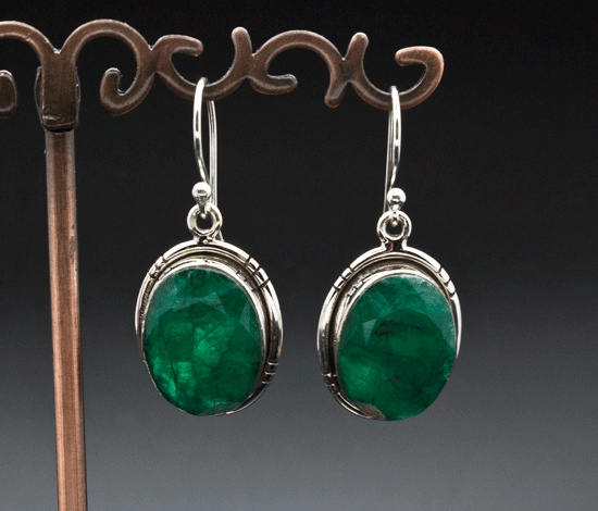 Sterling Silver Emerald Earrings