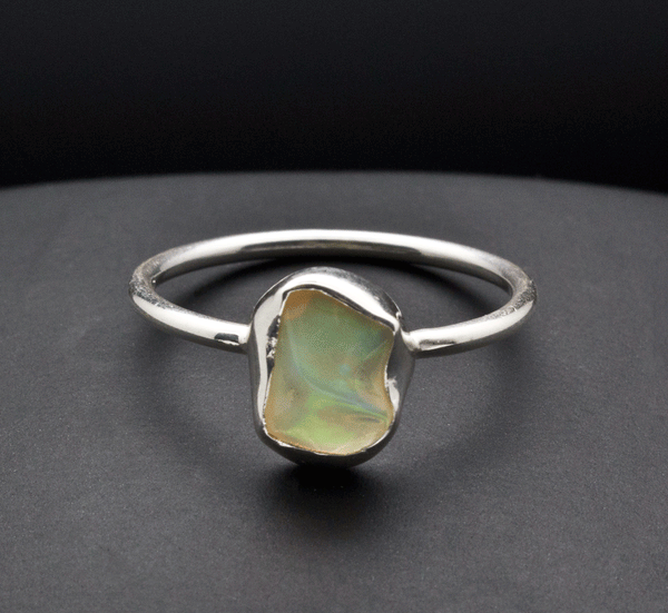 Sterling Silver Ethiopian Opal Ring Size 7