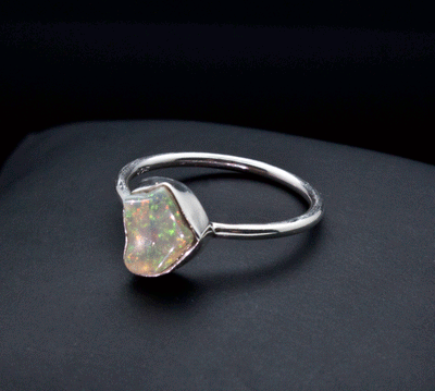 Sterling Silver Ethiopian Opal Ring Size 6
