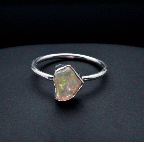 Sterling Silver Ethiopian Opal Ring Size 6