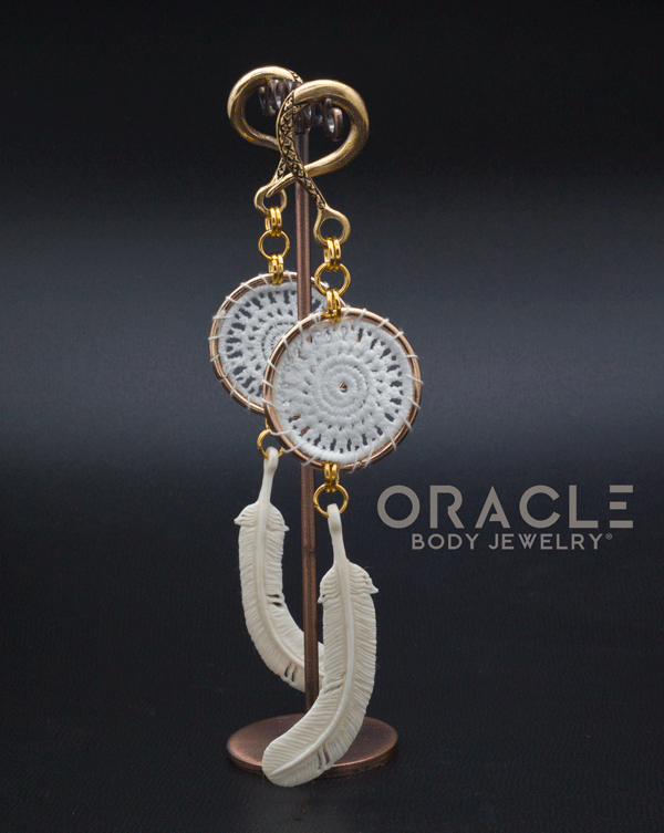 Crossover With Woven Rings and Bone Feathers