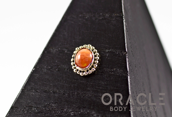 14k Fire Opal Threadless Gold End