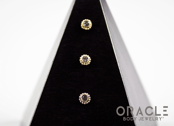 14k Grey Sapphire Threadless Gold End