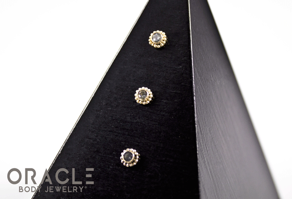 14k Grey Sapphire Threadless Gold End