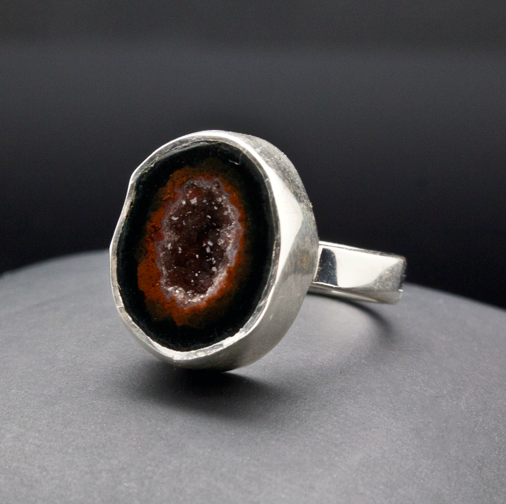 Sterling Silver Agate Geode Ring Size 5