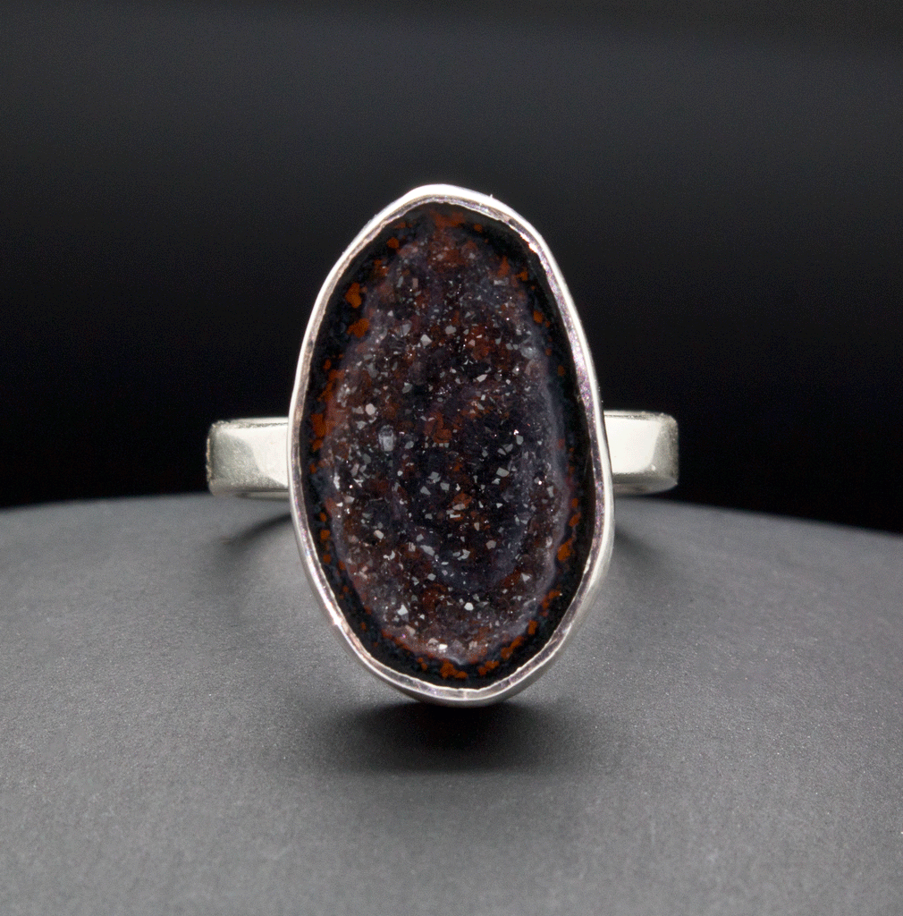 Sterling Silver Agate Geode Ring Size 6