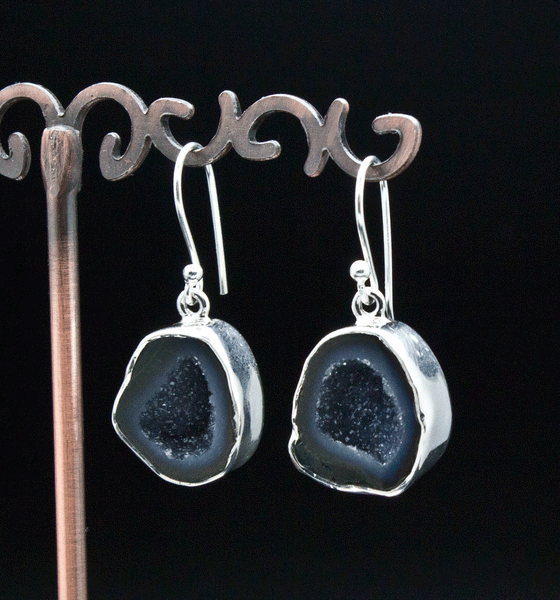 Sterling Silver Geode Earrings