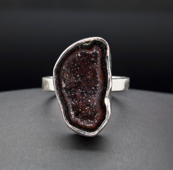 Sterling Silver Agate Geode Ring Size 7