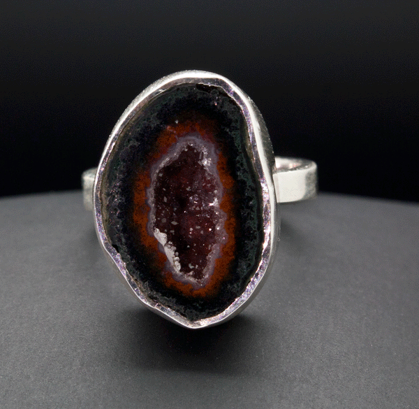 Sterling Silver Agate Geode Ring Size 5