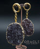 Crossover With Gold Plated Druzy Rough Amethyst
