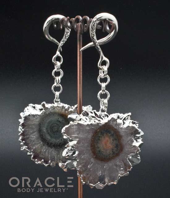 Sterling Silver Crossover With Silver Plated Stalactite