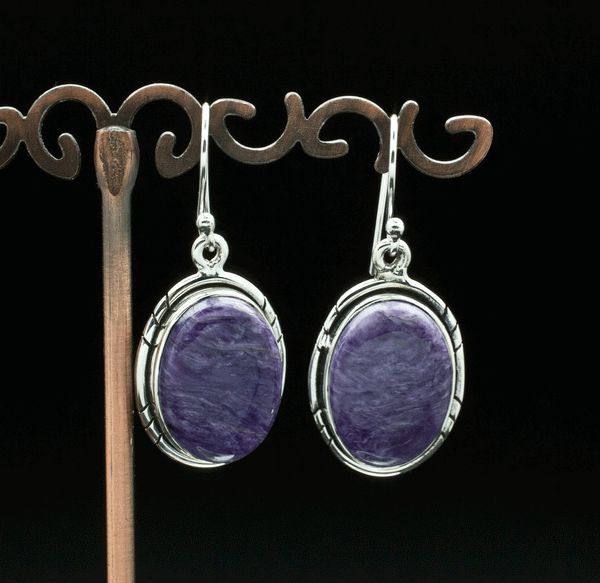 Sterling Silver Charoite Earrings