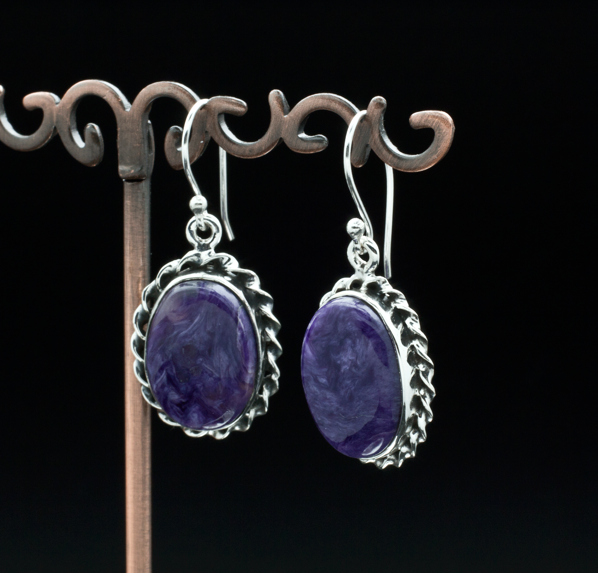 Sterling Silver Charoite Earrings