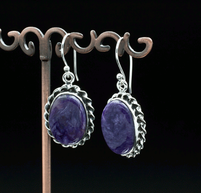 Sterling Silver Charoite Earrings