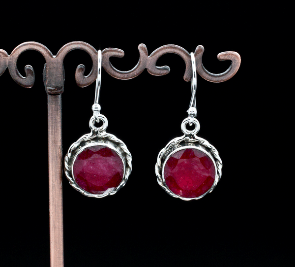 Sterling Silver Ruby Earrings