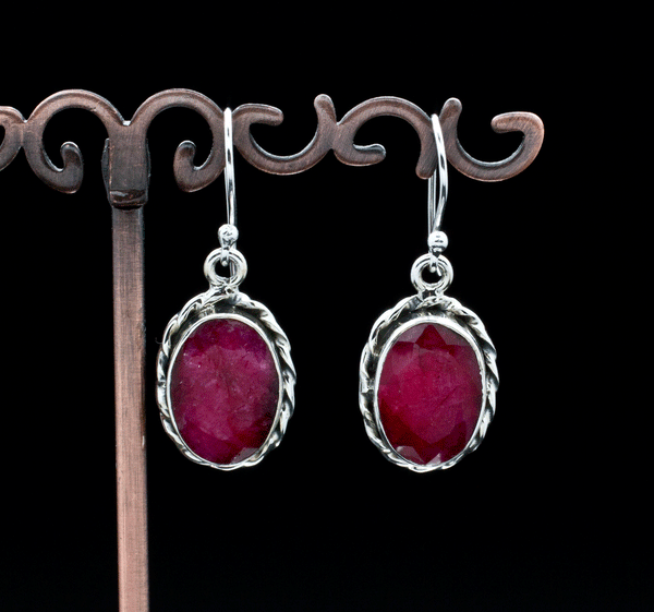 Sterling Silver Ruby Earrings