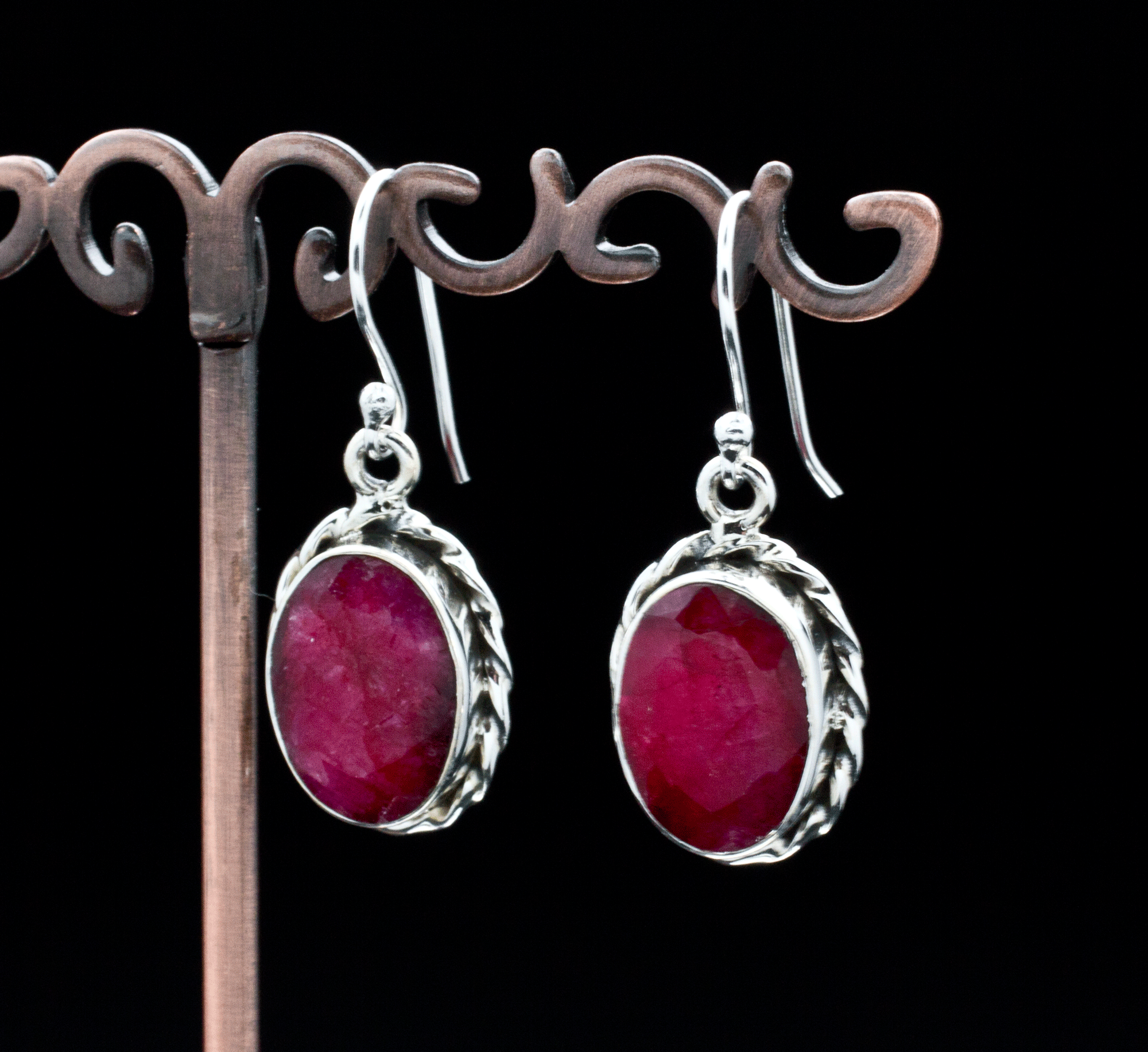 Sterling Silver Ruby Earrings