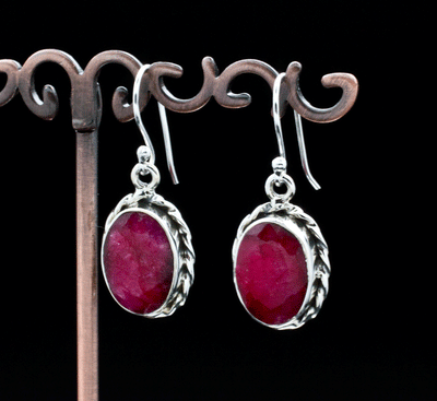 Sterling Silver Ruby Earrings