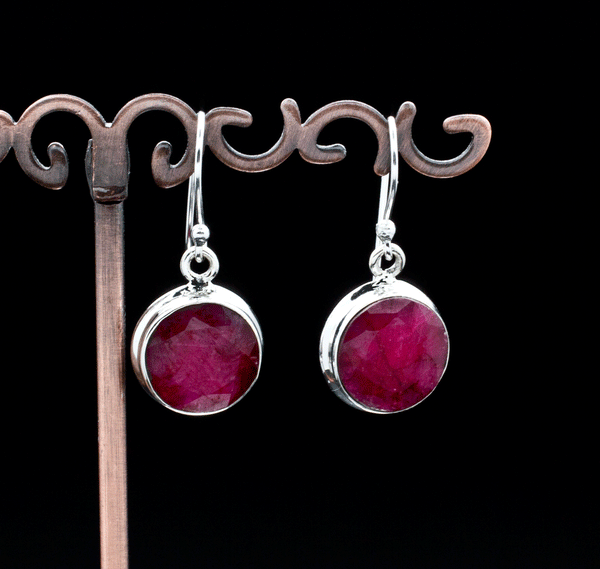 Sterling Silver Ruby Earrings