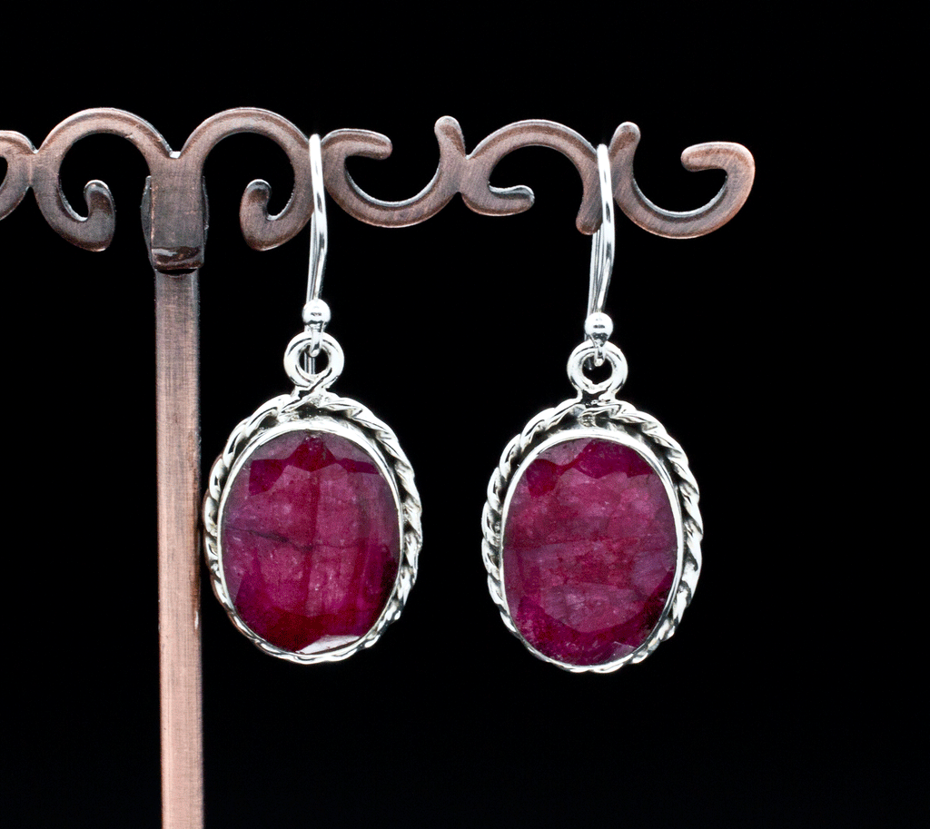 Sterling Silver Ruby Earrings