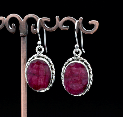 Sterling Silver Ruby Earrings