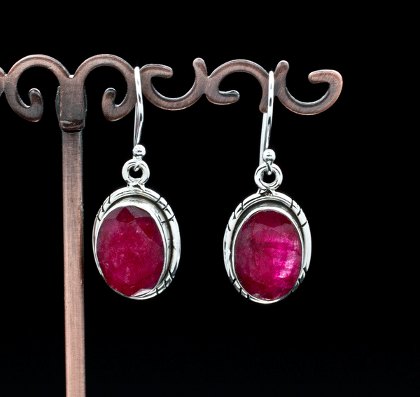 Sterling Silver Ruby Earrings