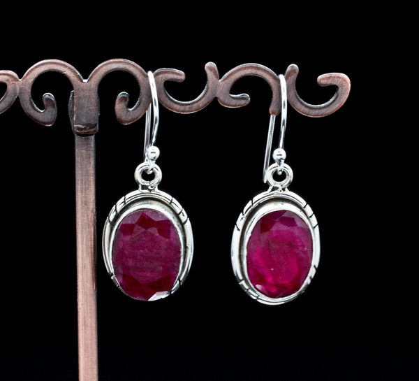 Sterling Silver Ruby Earrings