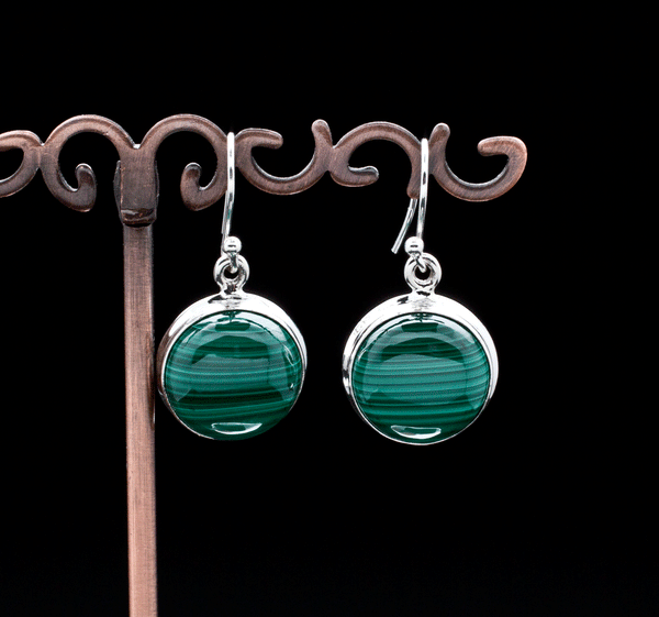 Sterling Silver Malachite Earrings