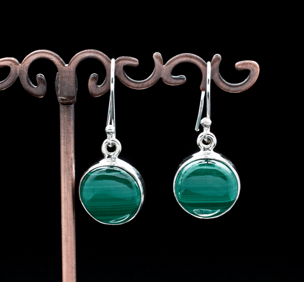 Sterling Silver Malachite Earrings