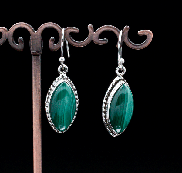 Sterling Silver Malachite Earrings