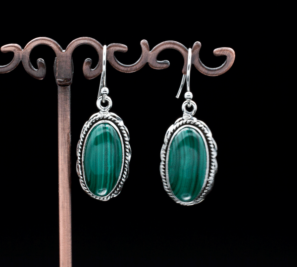 Sterling Silver Malachite Earrings