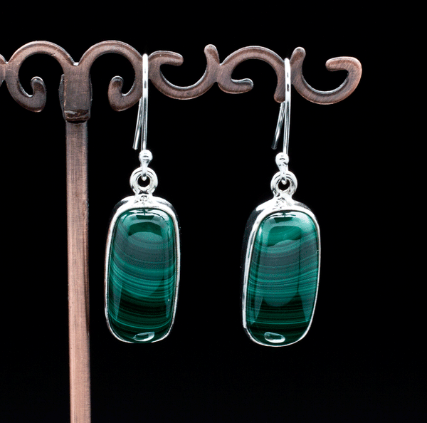 Sterling Silver Malachite Earrings