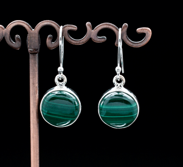 Sterling Silver Malachite Earrings