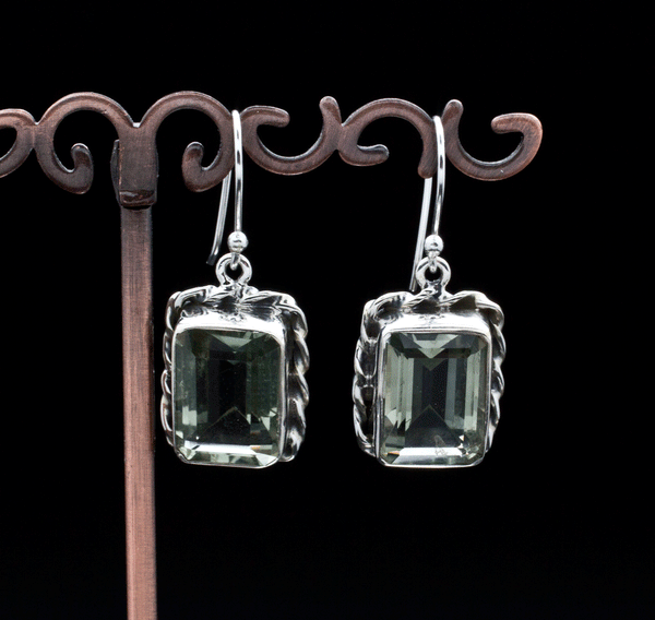 Sterling Silver Green Amethyst Earrings