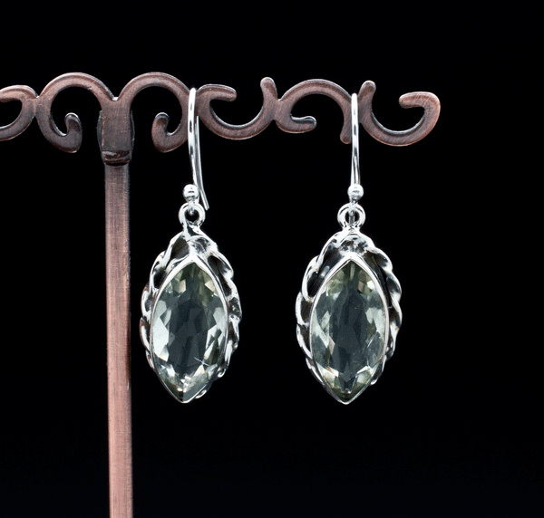 Sterling Silver Green Amethyst Earrings