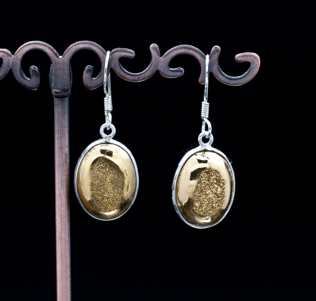 Sterling Silver Titanium Coated Druzy Agate Earrings