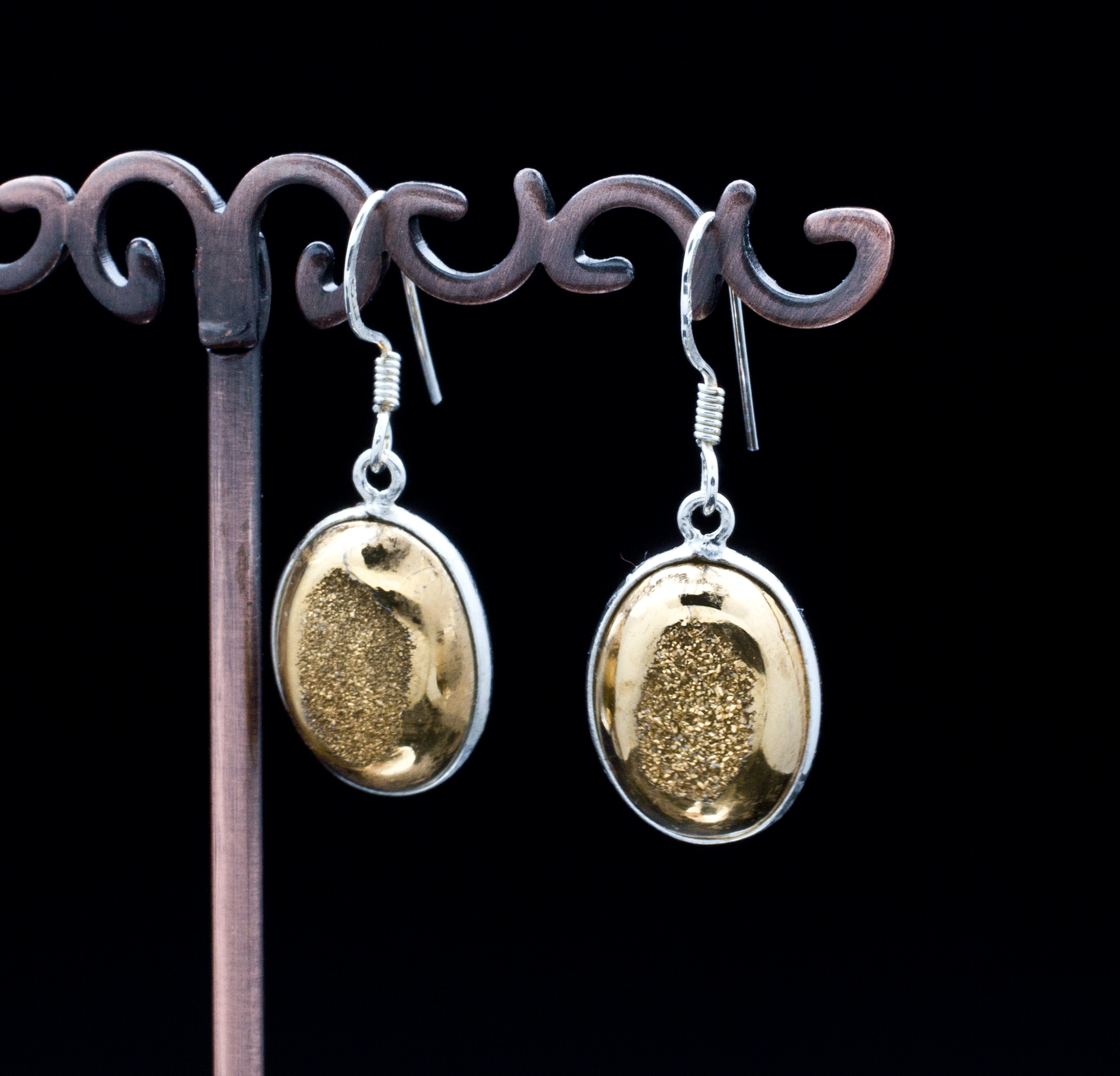 Sterling Silver Titanium Coated Druzy Agate Earrings