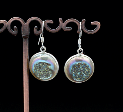 Sterling Silver Titanium Coated Druzy Agate Earrings