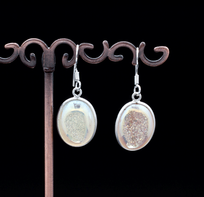 Sterling Silver Titianium Coated Druzy Agate Earrings