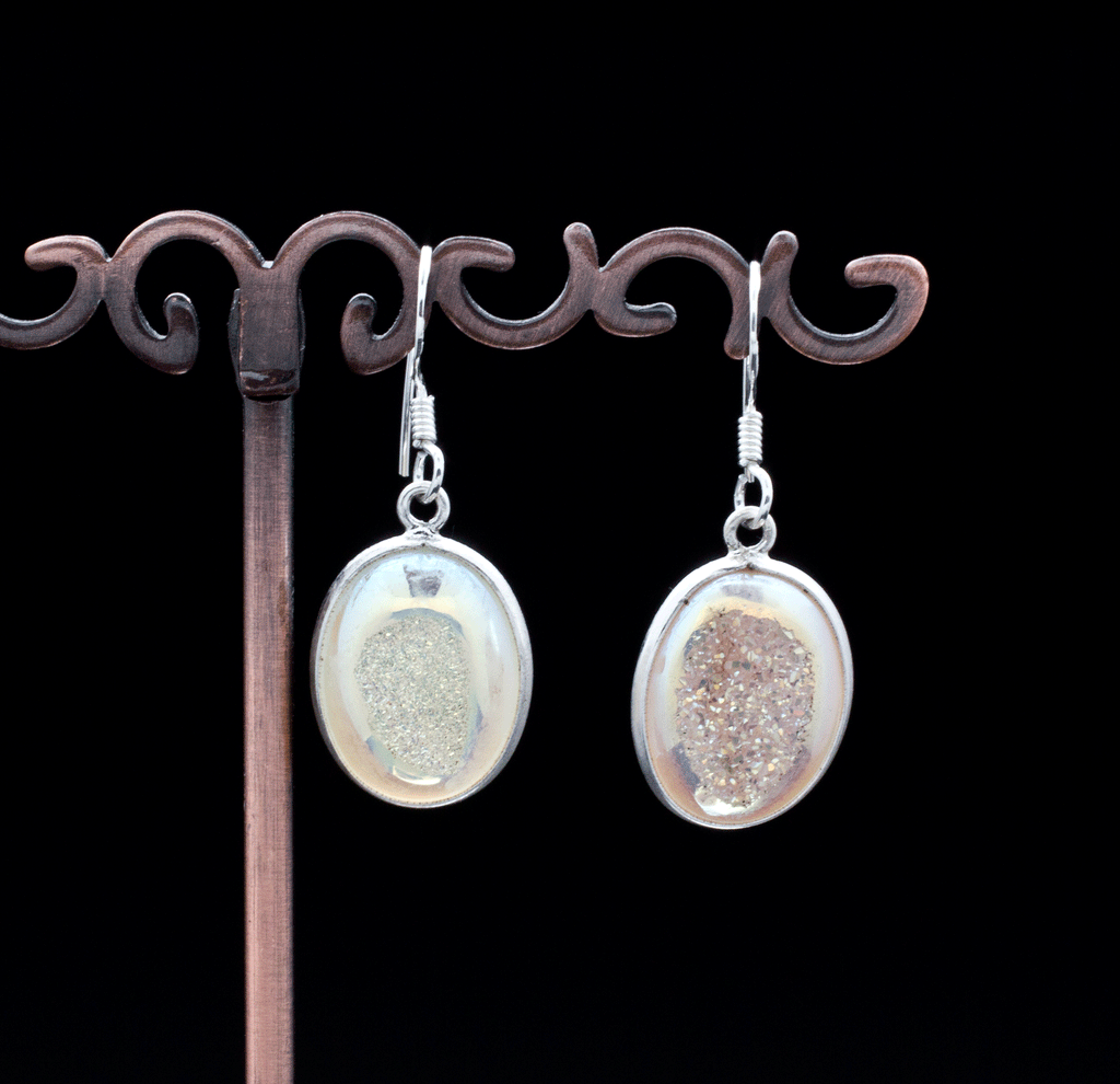 Sterling Silver Titianium Coated Druzy Agate Earrings