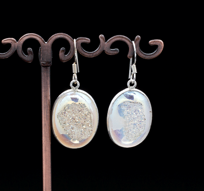 Sterling Silver Titanium Coated Druzy Agate Earrings