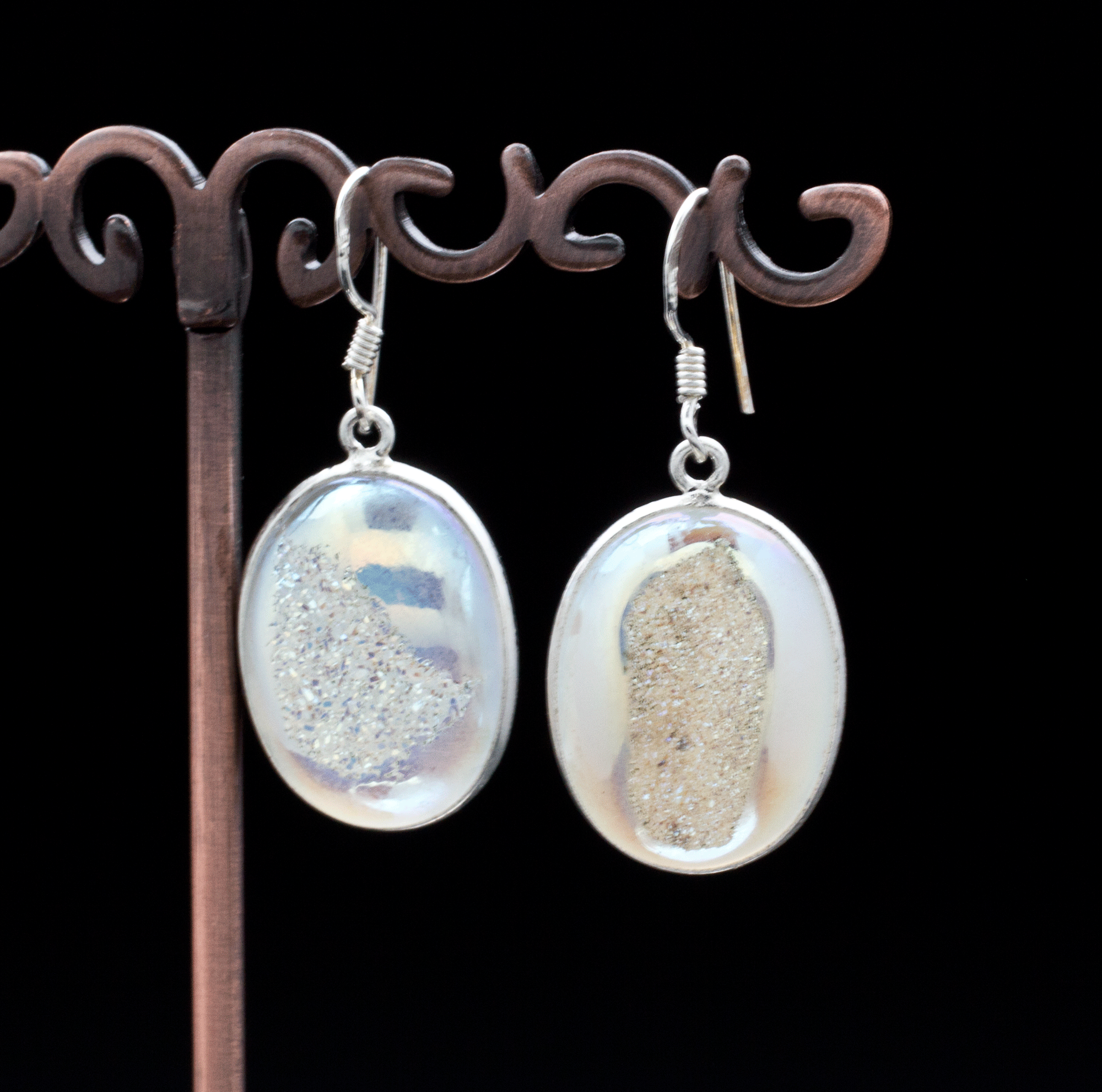 Sterling Silver Titanium Coated Druzy Agate Earrings