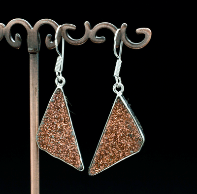 Sterling Silver Titanium Coated Druzy Agate Earrings